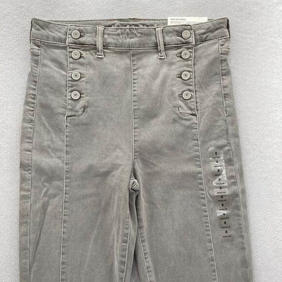 American Eagle Jegging Crop Women's 8 Gray Stretch Denim High Rise Skinny Jeans - Picture 2 of 15